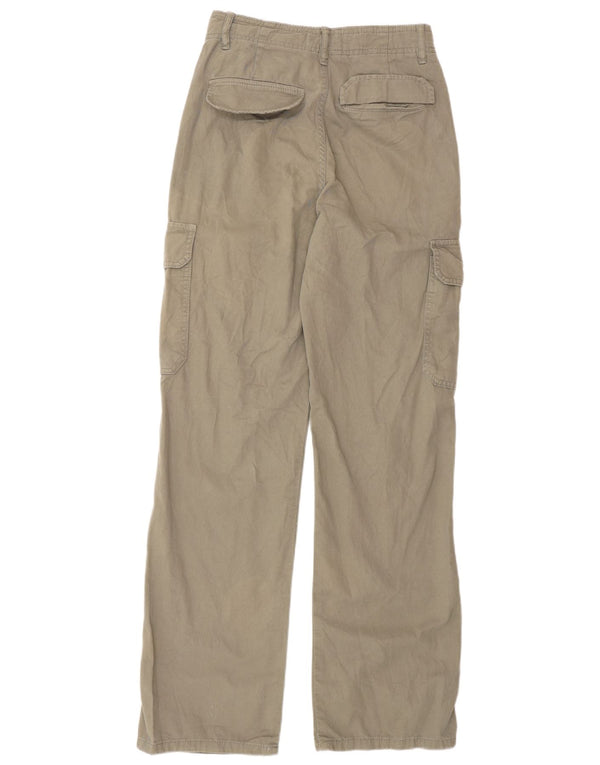 Zara Γυναικείο ίσιο παντελόνι Cargo EU 32 2XS W22 L30 Χακί βαμβακερό