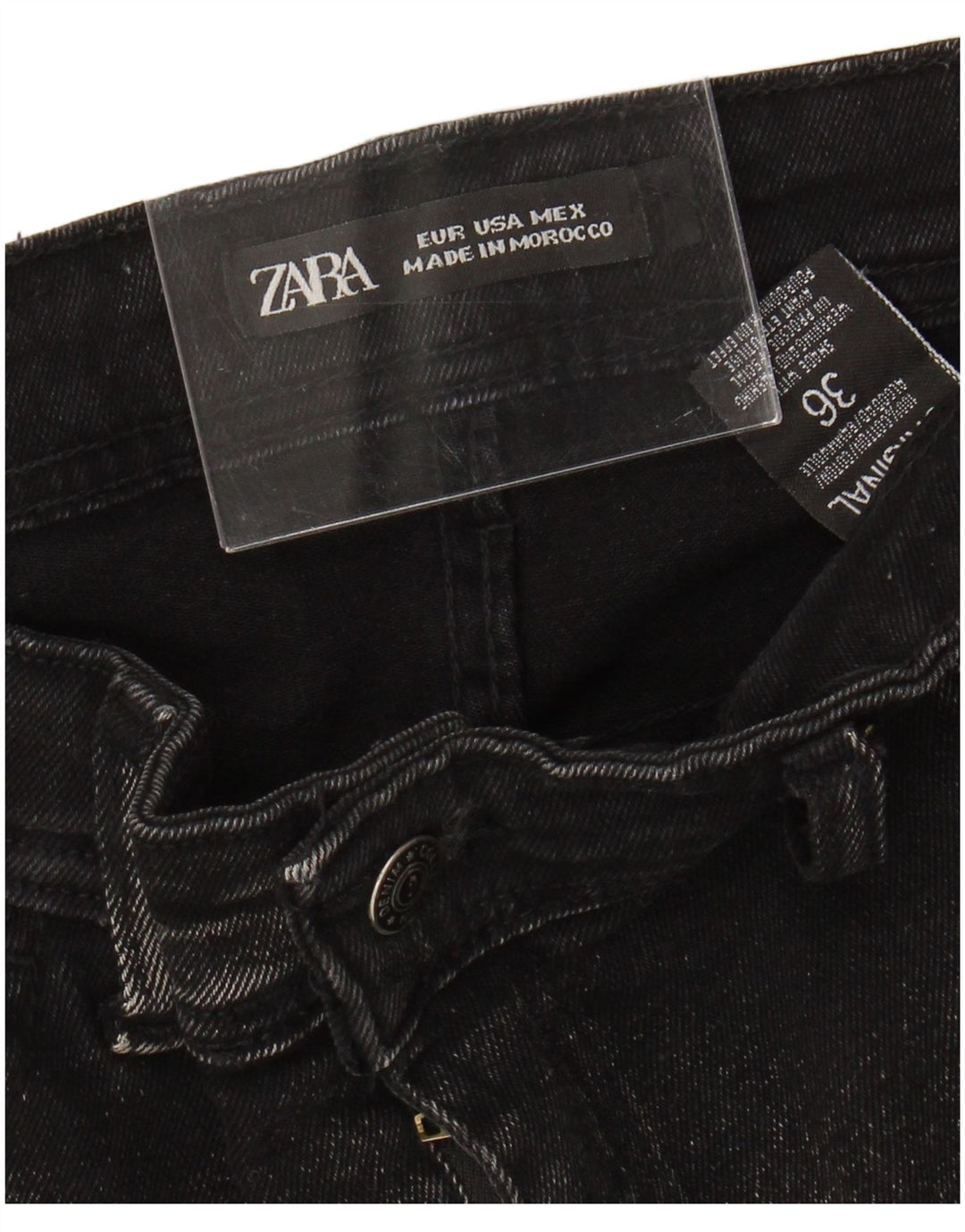 Zara Mens Distressed Skinny Jeans W36 L25 Μαύρο βαμβακερό