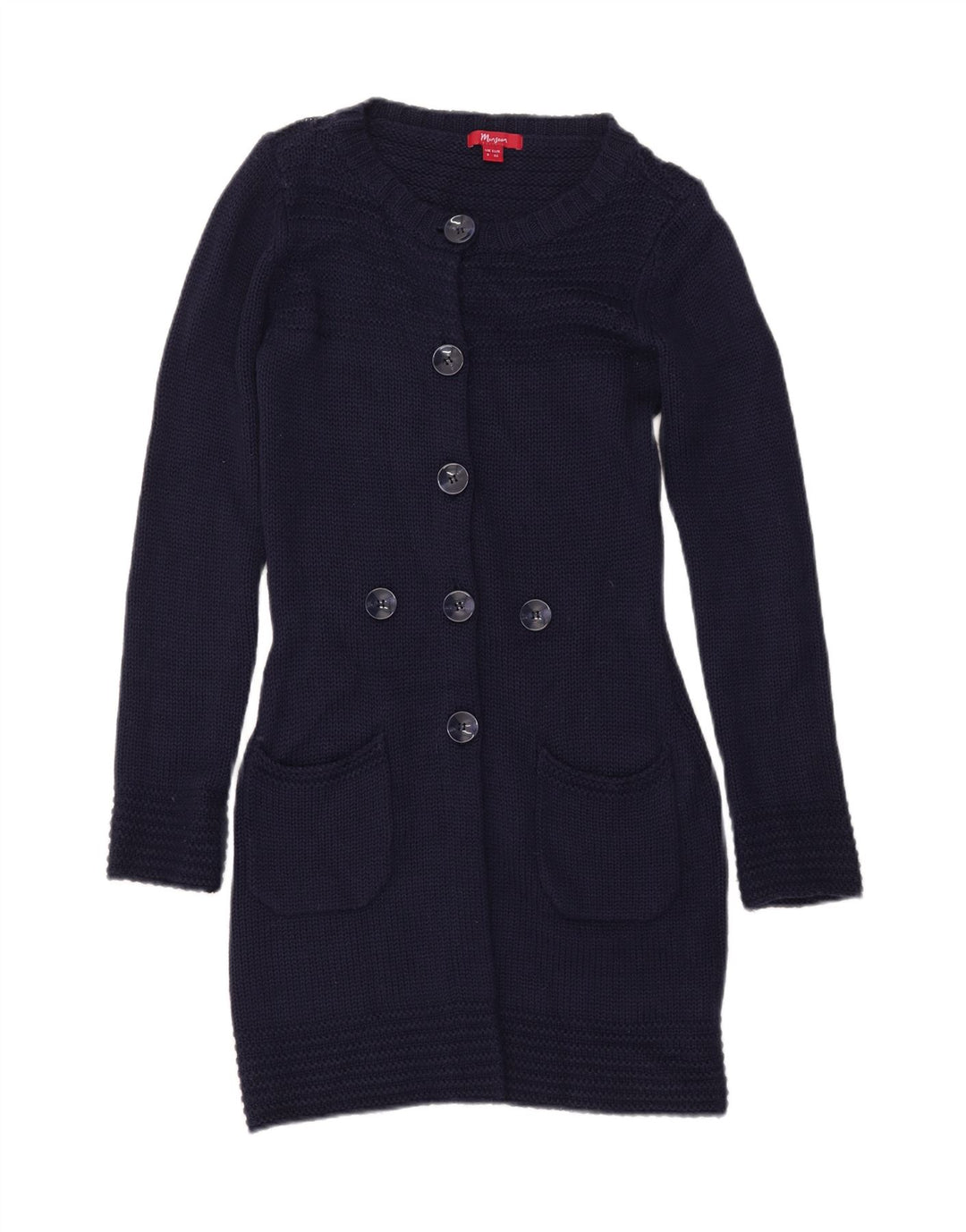 Γυναικείο πουλόβερ MONSOON Longline Cardigan UK 8 Small Navy Blue Acrylic