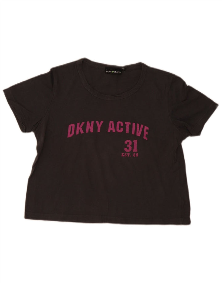 Dkny Γυναικείο T-Shirt Crop Graphic Top UK 14 Medium Grey