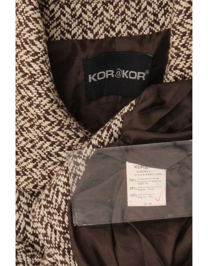 Kor@Kor Γυναικείο Παλτό μπιζελιού IT 44 Πολυεστέρας από ψαροκόκκαλο μεσαίου καφέ