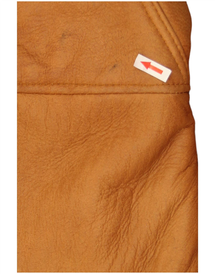 Vintage Γυναικείο Μπουφάν με κουκούλα Shearling EU 40 Δερμάτινο μεσαίο μπεζ