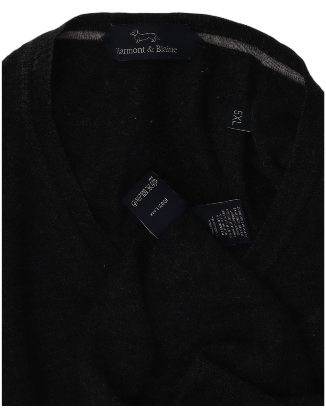 Ανδρικό πουλόβερ Harmont & Blaine με V λαιμόκοψη 5XL γκρι μαλλί