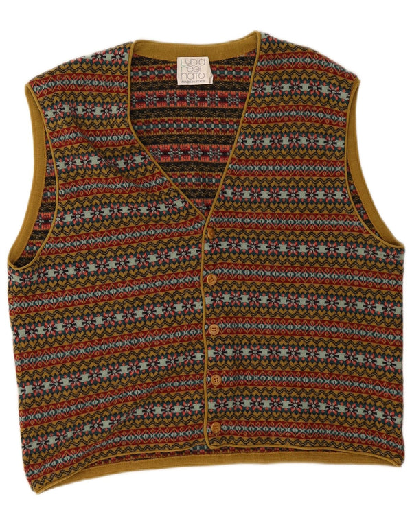 Vintage Ανδρικό Αμάνικο Ζακέτα Μεσαίο Πολύχρωμο Fair Isle
