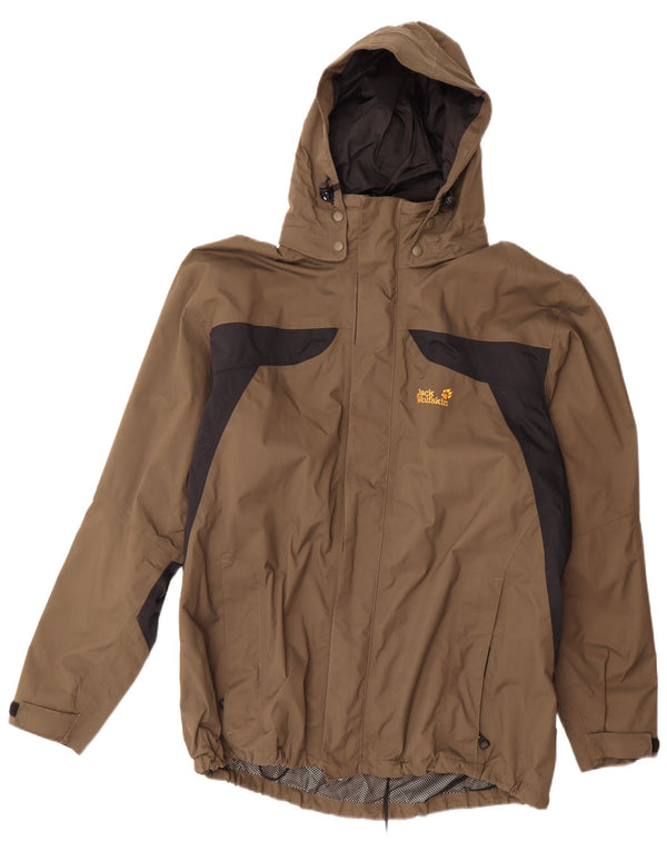 Jack Wolfskin Ανδρικό μπουφάν βροχής με κουκούλα UK 48 2XL Brown Colourblock Polyamide