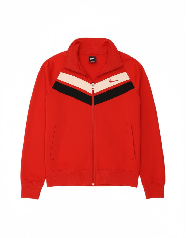 NIKE Mens Tracksuit Top Jacket Medium Red Colourblock Cotton