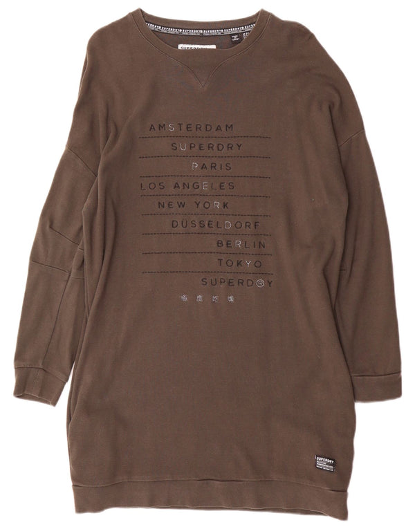 Superdry Γυναικείο Γραφικό Φούτερ με φόρεμα UK 10 Small Brown