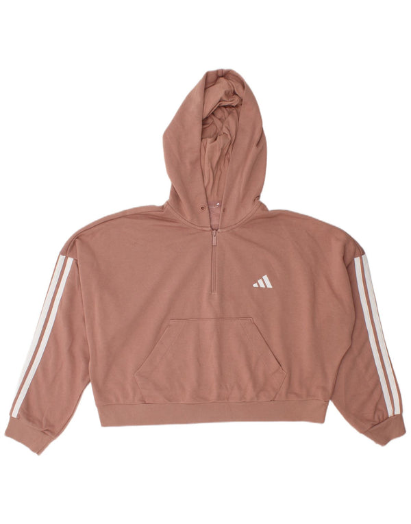 Γυναικεία Adidas Crop Oversized Zip Neck Hoodie Jumper UK 16 Large Pink