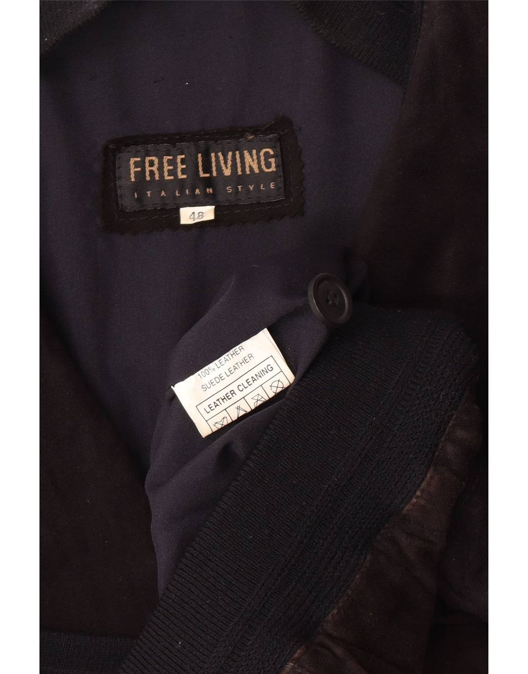 Vintage Ανδρικό Suede Bomber Jacket IT 48 Medium Black Leather