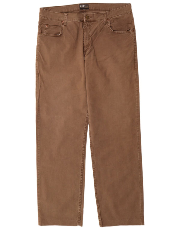 Lee Mens Brooklyn Straight Casual Παντελόνι W36 L32 Καφέ Βαμβακερό