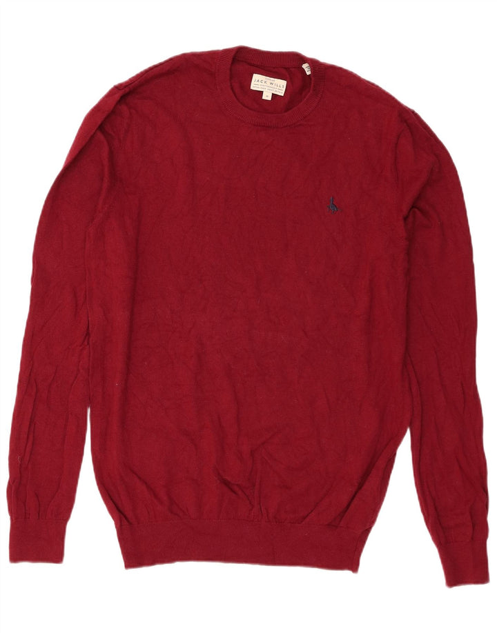 Ανδρικό πουλόβερ Jack Wills Regular Fit Crew Neck Jumper Μεσαίο κόκκινο βαμβακερό