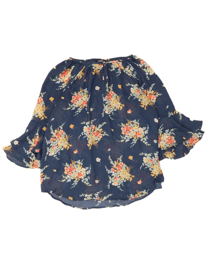 Chaps Γυναικεία μπλούζα με μανίκια 3/4 Τοπ UK 12 Medium Blue Floral Polyester