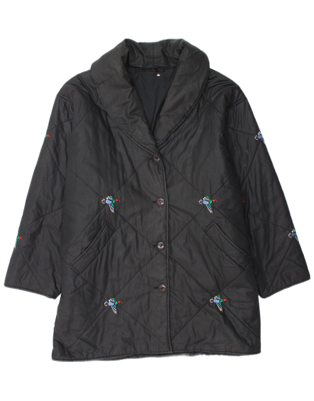 VINTAGE Γυναικείο παλτό αντιανεμικό UK 20 2XL Μαύρο Ζώο