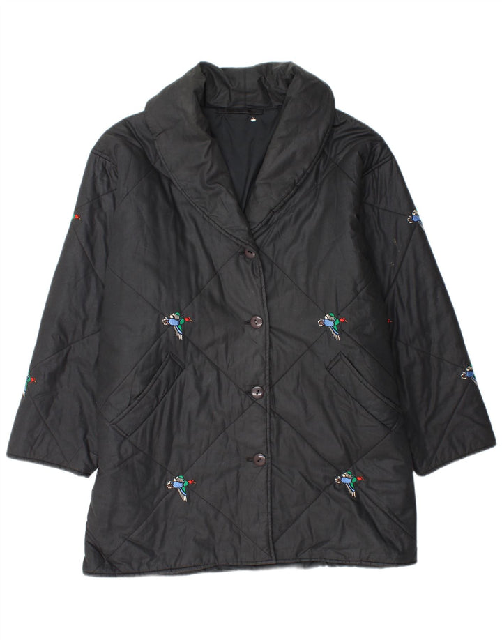 VINTAGE Γυναικείο παλτό αντιανεμικό UK 20 2XL Μαύρο Ζώο