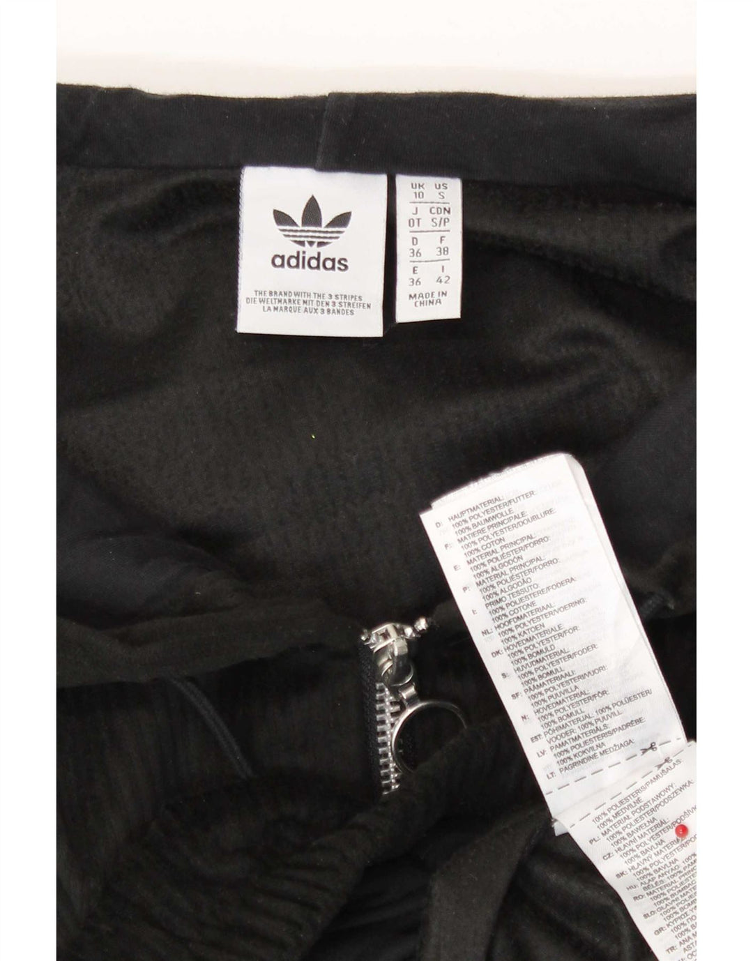 Adidas Γυναικείο πουλόβερ με κουκούλα με φερμουάρ μεγάλου μεγέθους UK 10 μικρό μαύρο πολυεστέρα