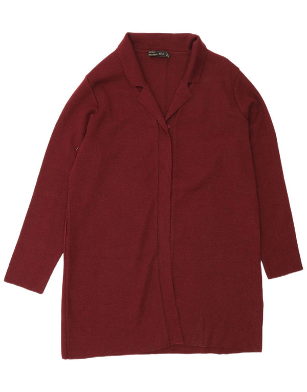 Zara Γυναικείο πουλόβερ ζακέτα Longline UK 16 Μεγάλο Μαλλί Βουργουνδίας