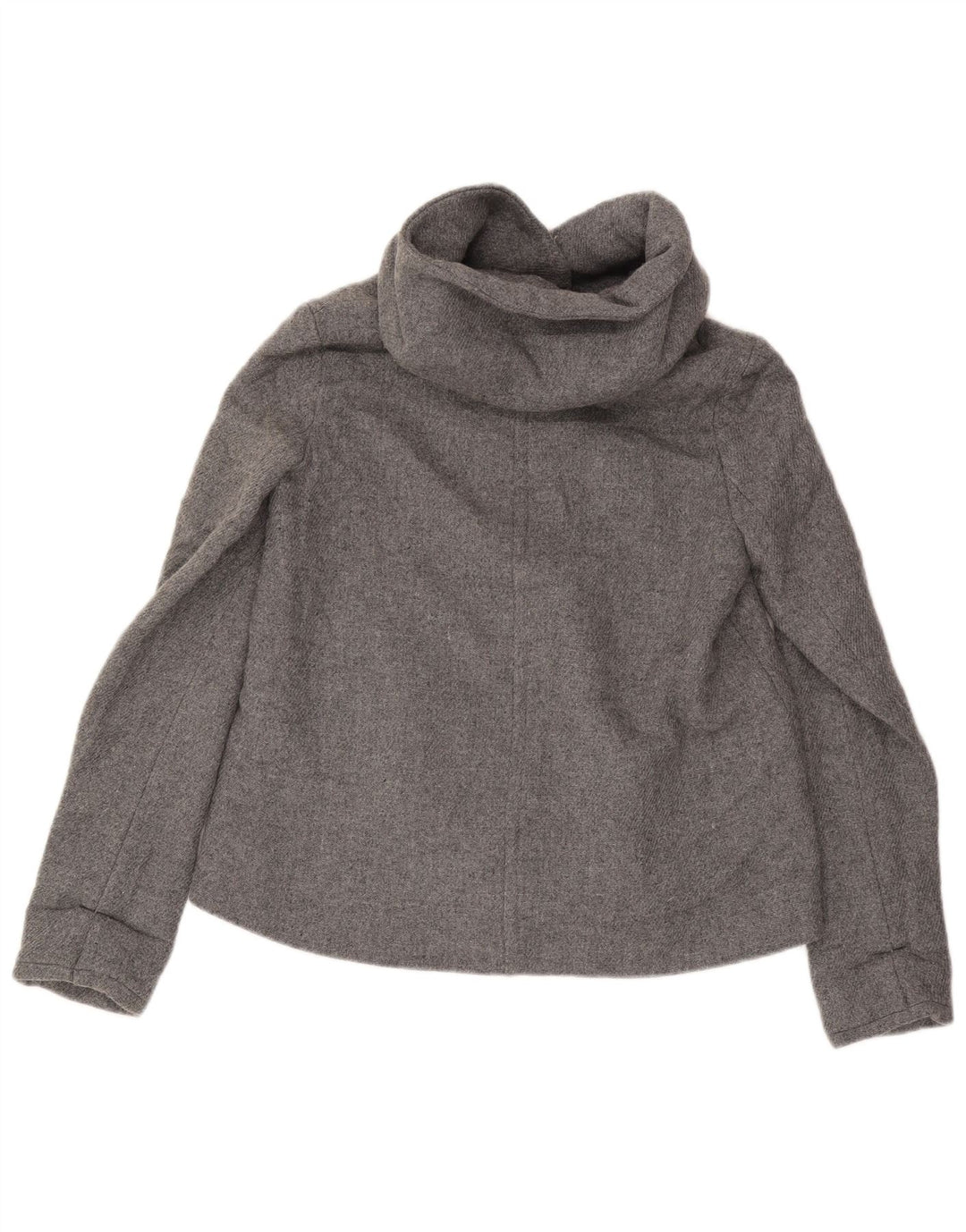 Zara Γυναικείο Bomber Jacket με κουκούλα UK 10 Small Grey Wool