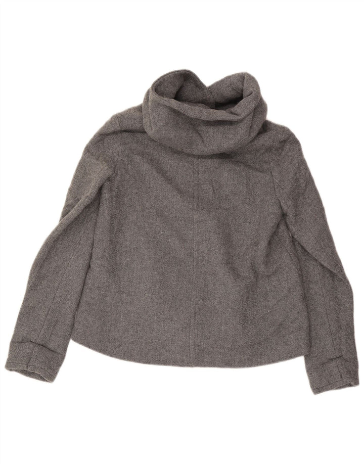 Zara Γυναικείο Bomber Jacket με κουκούλα UK 10 Small Grey Wool