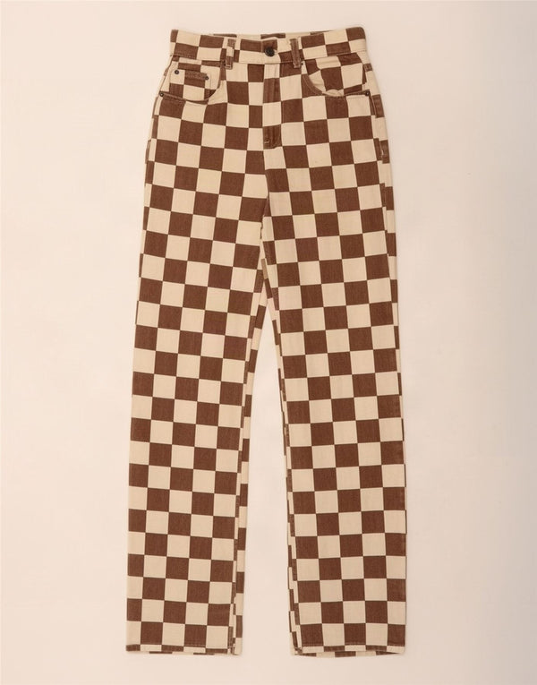 Pull & Bear Γυναικείο ίσιο τζιν EU 34 XS W24 L31 Καφέ γεωμετρικό