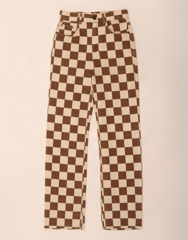 Pull & Bear Γυναικείο ίσιο τζιν EU 34 XS W24 L31 Καφέ γεωμετρικό
