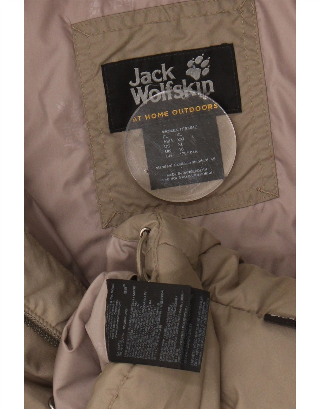 JACK WOLFSKIN Womens Hooded Padded Coat UK 18 XL  Grey Polyester Vintage Jack Wolfskin and Second-Hand Jack Wolfskin from Messina Hembry 