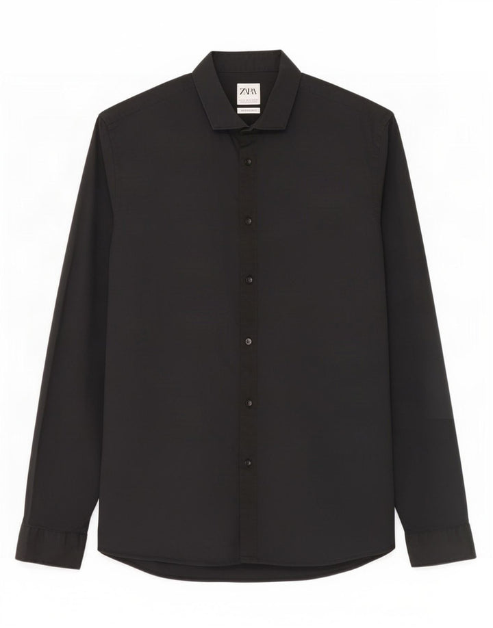 Zara Ανδρικό πουκάμισο Super Slim Fit μεγάλο μαύρο βαμβακερό