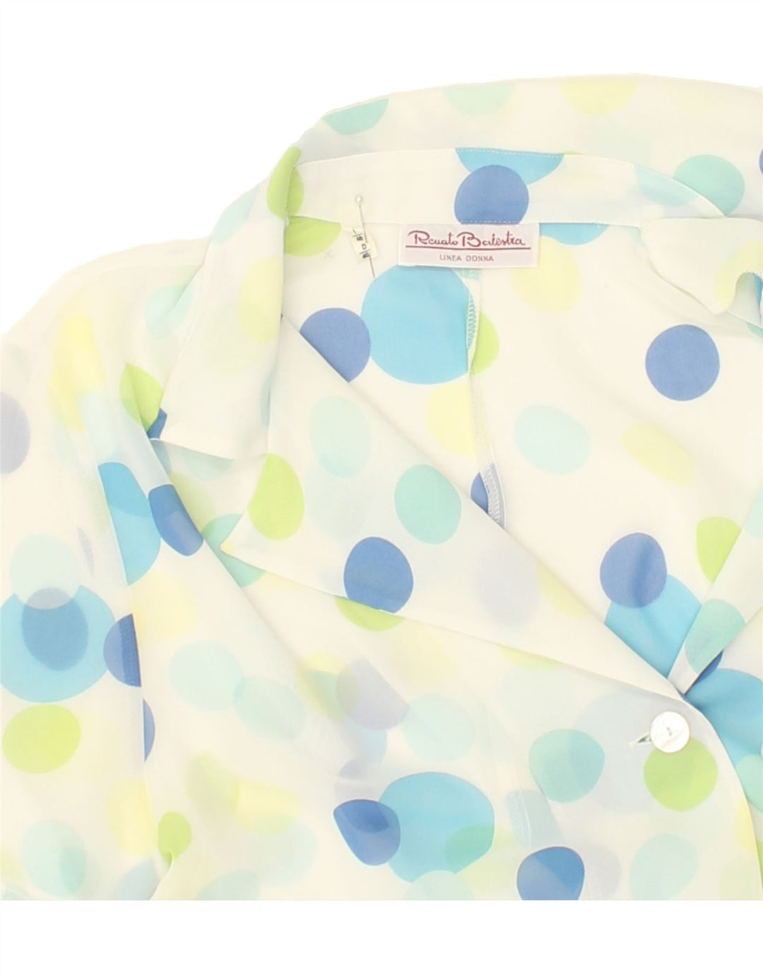 RENATO BALESTRA Womens Short Sleeve Shirt IT 46 Large White Spotted | Vintage Renato Balestra | Thrift | Second-Hand Renato Balestra | Used Clothing | Messina Hembry 