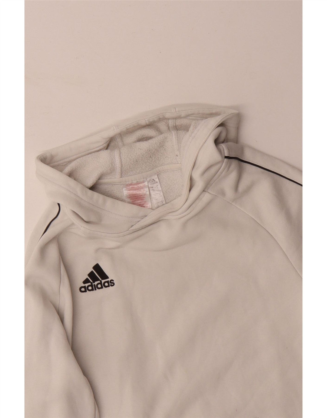 ADIDAS Boys Hoodie Jumper 15-16 ετών Λευκό βαμβακερό