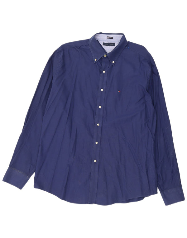 Tommy Hilfiger Ανδρικό πουκάμισο Slim Fit Size 17 1/2 XL Navy Blue Cotton