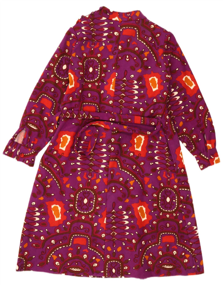 Vintage γυναικείο αφηρημένο μοτίβο φόρεμα A-line UK 12 Medium Purple