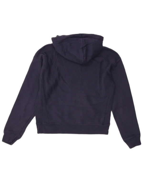 Champion Womens Reverse Weave Hoodie Jumper UK 14 Medium Navy Blue Cotton
