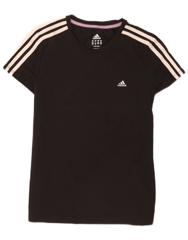 Γυναικείο κανονικό μπλουζάκι Adidas Top UK 12/14 Medium Black Cotton Sports