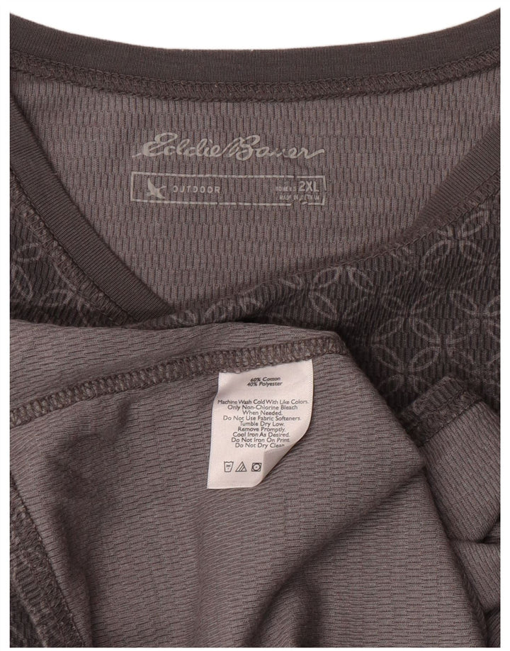 Eddie Bauer Γυναικείο τοπ μακρυμάνικο UK 20 2XL Γκρι γεωμετρικό βαμβάκι