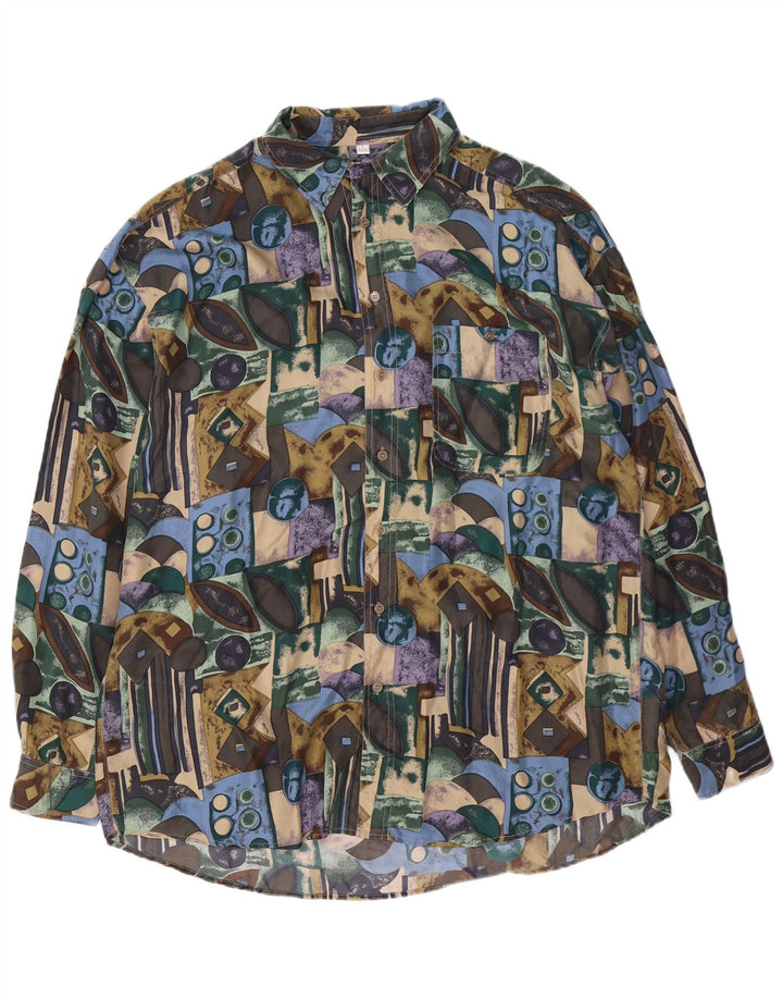 New Fast Mens Abstract Pattern Πουκάμισο μέγεθος 41/42 Μεγάλο πολύχρωμο μετάξι