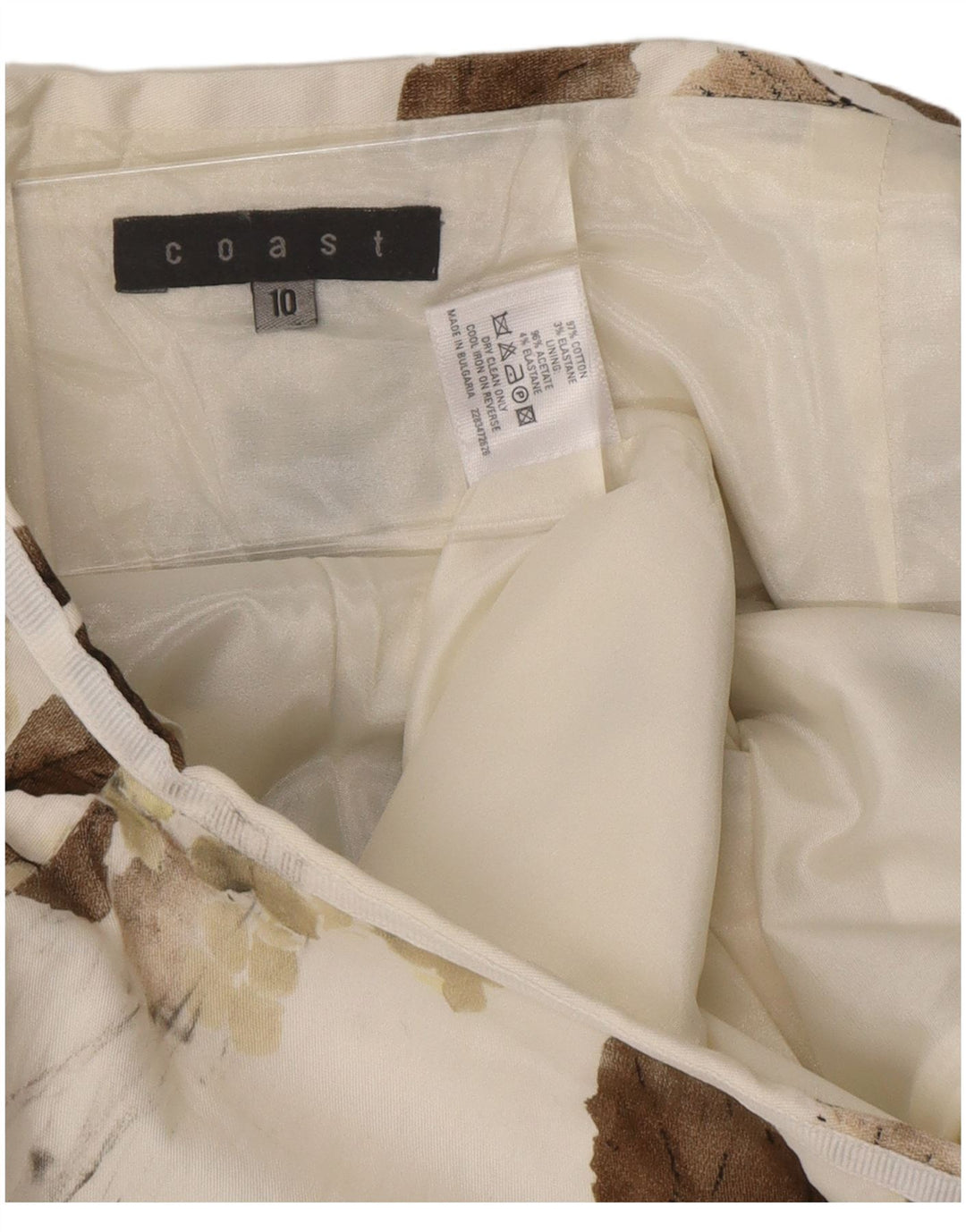 COAST Γυναικεία φούστα Α-γραμμής UK 10 Small W28 Λευκό φλοράλ βαμβακερό