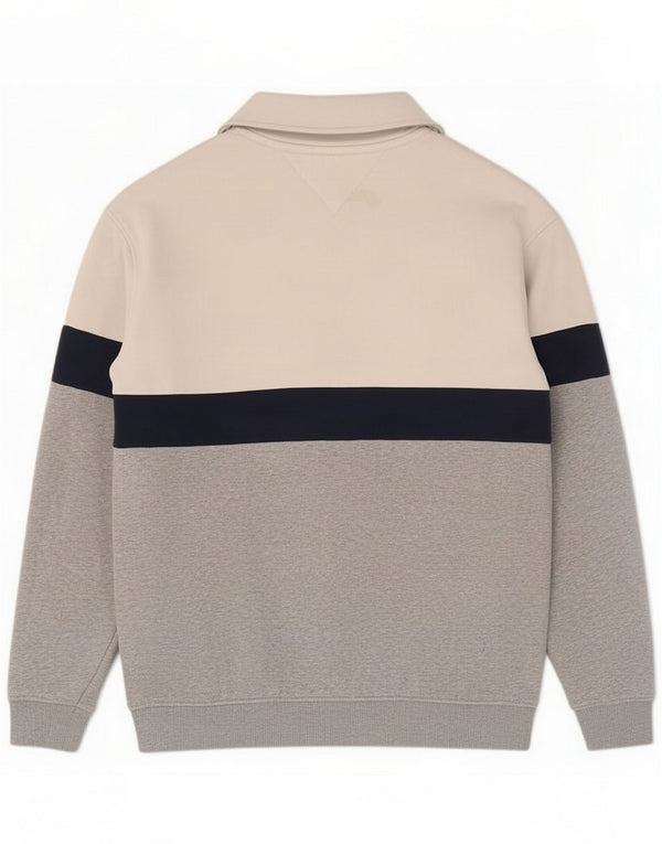 Tommy Hilfiger Mens Zip Neck Sweatshirt Jumper Medium Grey Colourblock