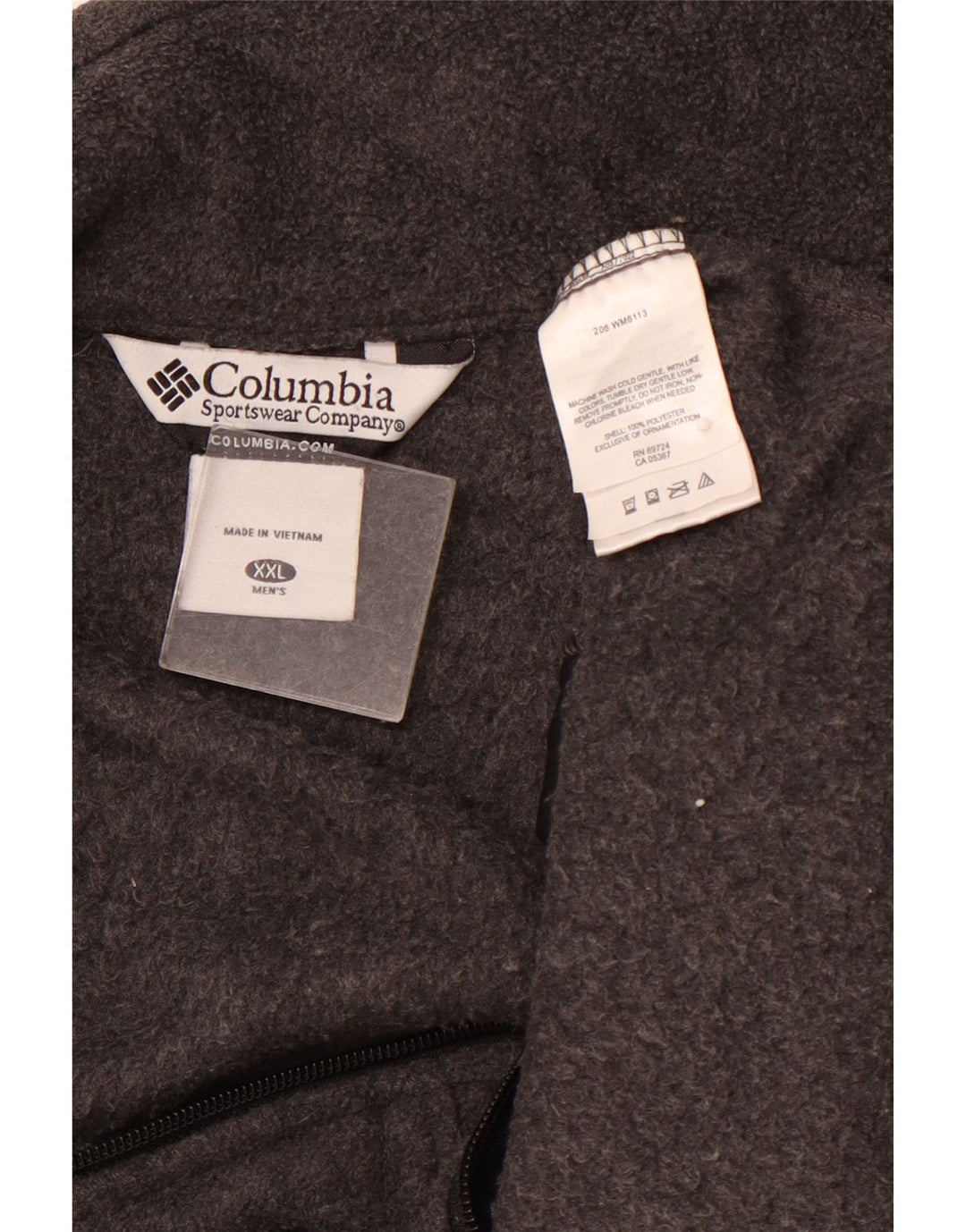 COLUMBIA Mens Fleece Jacket UK 44 2XL Grey Polyester