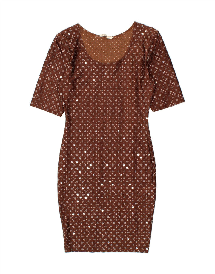 VINTAGE Womens Bodycon Dress IT 42 Medium Brown Polyamide Vintage Vintage and Second-Hand Vintage from Messina Hembry 