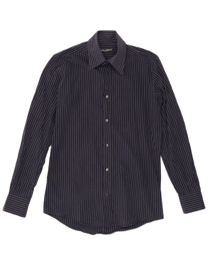 Ανδρικό πουκάμισο Dolce & Gabbana 40 15 3/4 Medium Navy Blue Pinstripe