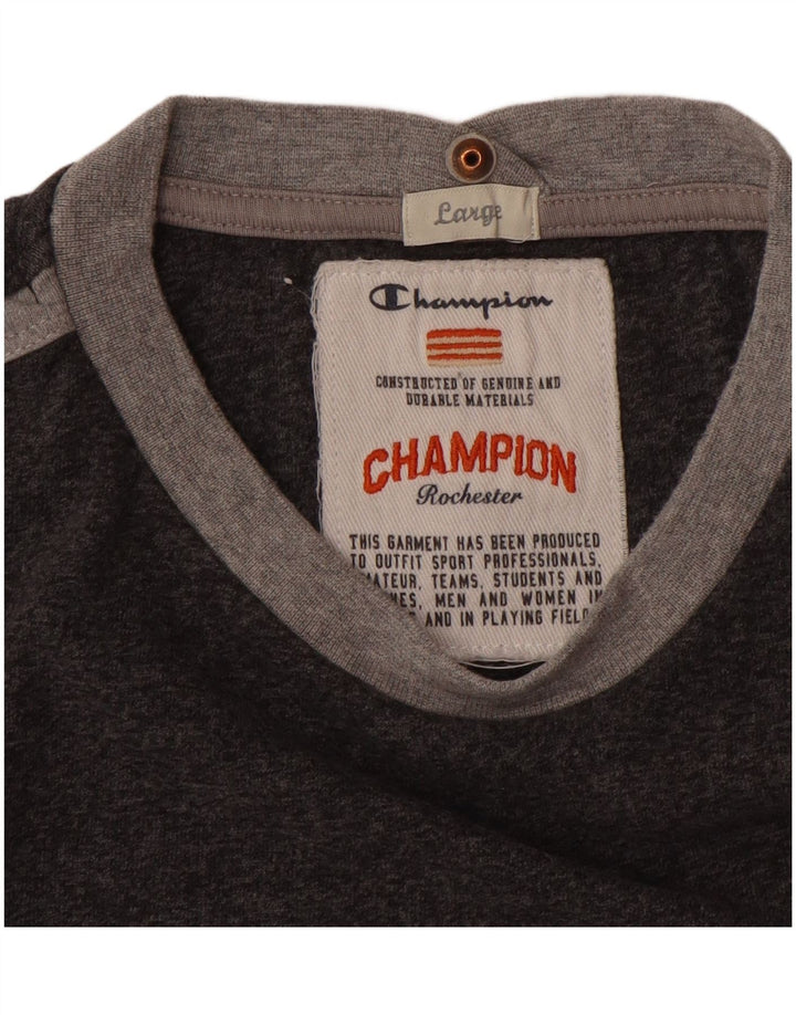 Ανδρικό γραφικό T-Shirt Champion Top Larg γκρι βαμβακερό