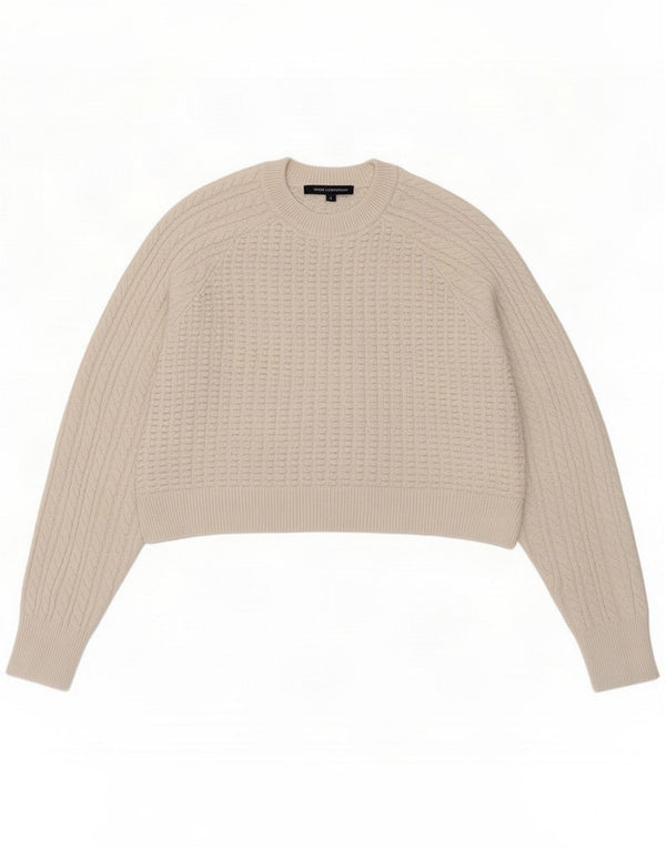 French Connection Womens Crop Crew Neck Jumper πουλόβερ UK 16 Large White