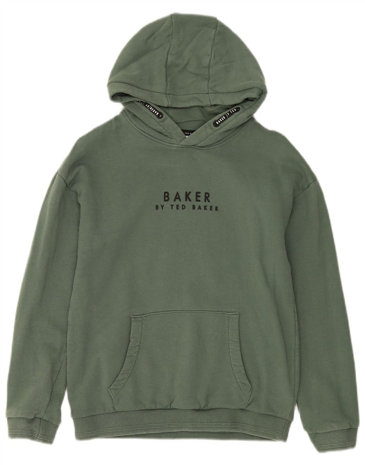 TED BAKER Girls Graphic Hoodie Jumper 11-12 Years Green Cotton