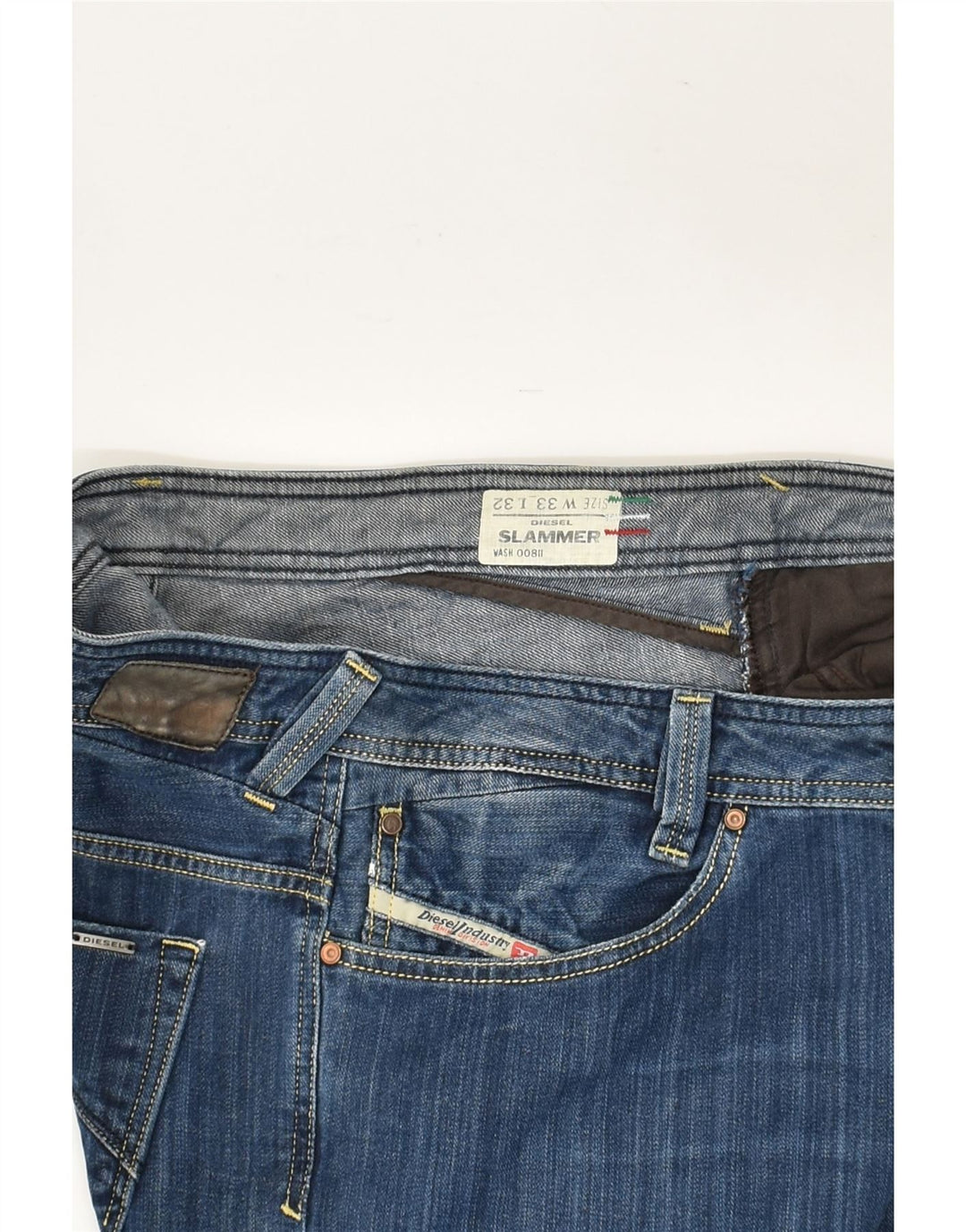 DIESEL Mens Slammer Distressed Straight Jeans W33 L27  Blue Cotton | Vintage Diesel | Thrift | Second-Hand Diesel | Used Clothing | Messina Hembry 