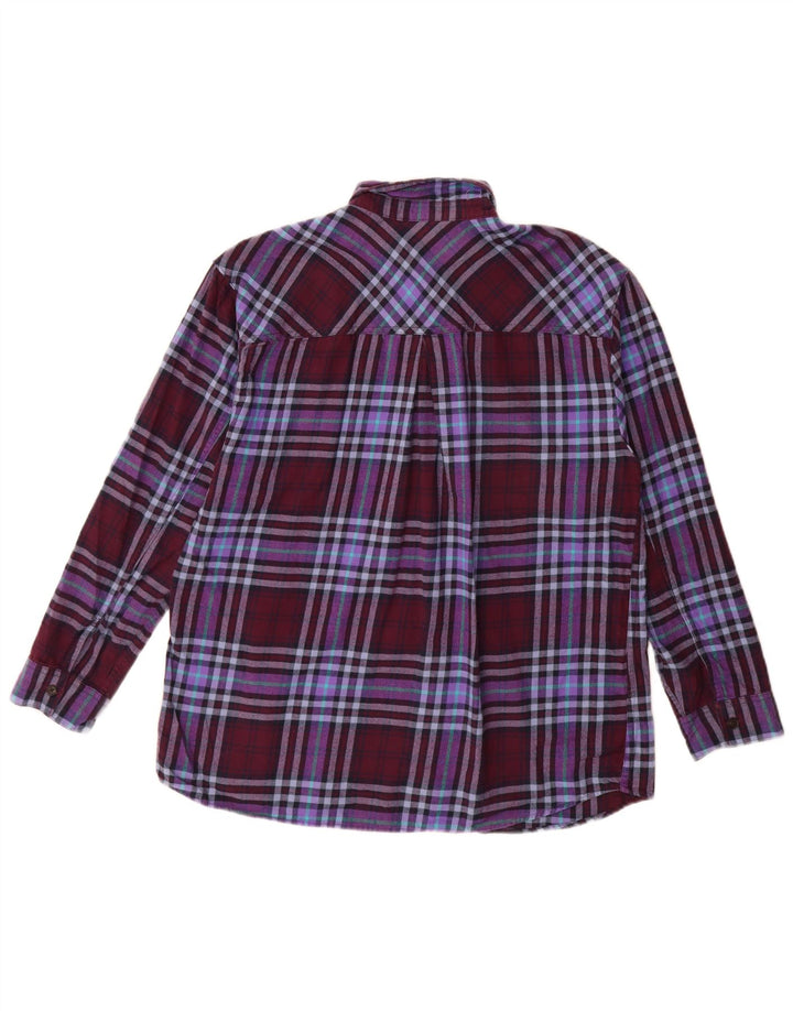 EDDIE BAUER Γυναικείο πουκάμισο Boyfriend Fit Flannel UK 14 Medium Burgundy Check
