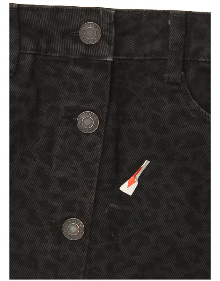 Pull & Bear Γυναικεία Τζιν Φούστα Small W26 Μαύρο Animal Print Βαμβακερό