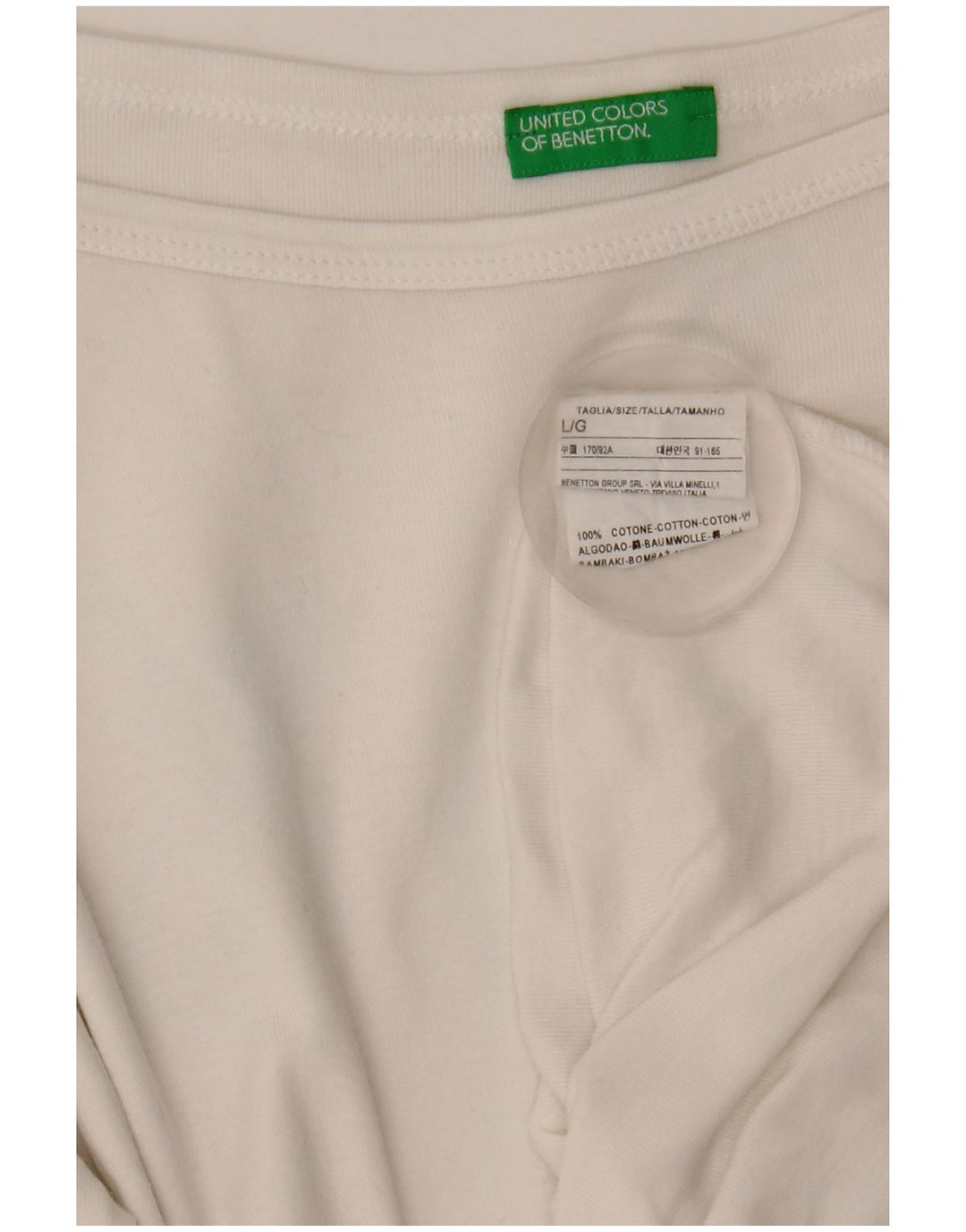 Benetton Γυναικείο τοπ 3/4 μανίκι UK 14 μεγάλο λευκό βαμβακερό