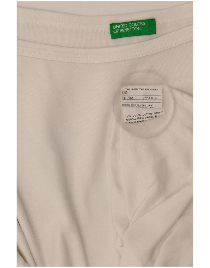Benetton Γυναικείο τοπ 3/4 μανίκι UK 14 μεγάλο λευκό βαμβακερό