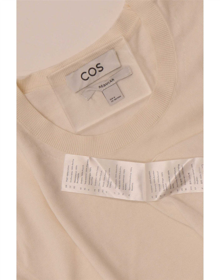 Cos Γυναικείο T-Shirt κανονικό μπλουζάκι UK 14 μεσαίο λευκό βαμβακερό