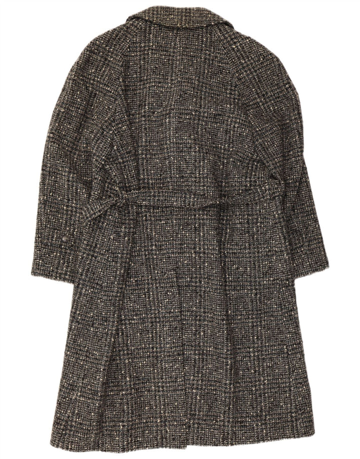 Vintage Γυναικείο Πανωφόρι IT 54 3XL Γκρι Check Παρθένο Μαλλί