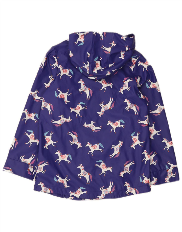 Joules Girls Abstract Pattern Rain Jacket 7-8 Years Blue Animal Print